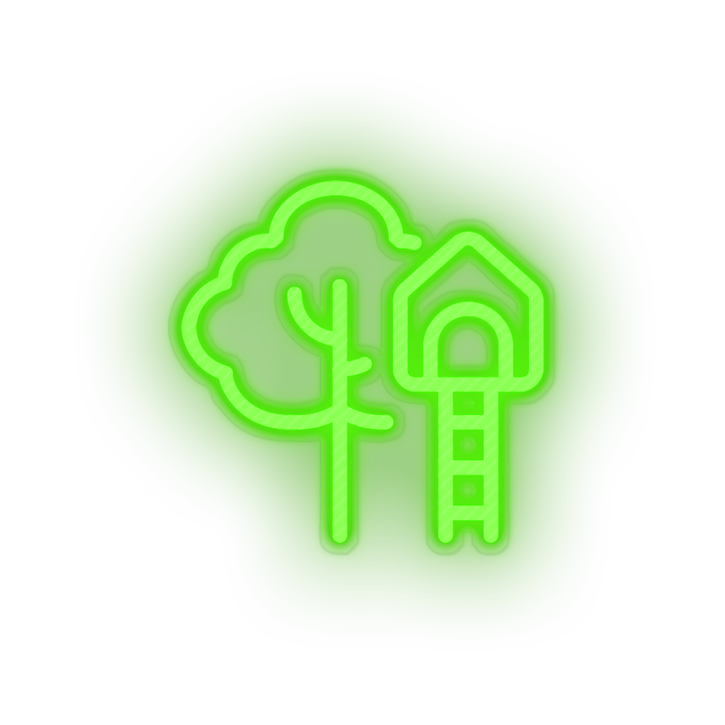 green family children house playground outdoors tree child kid baby treehouse led neon factory