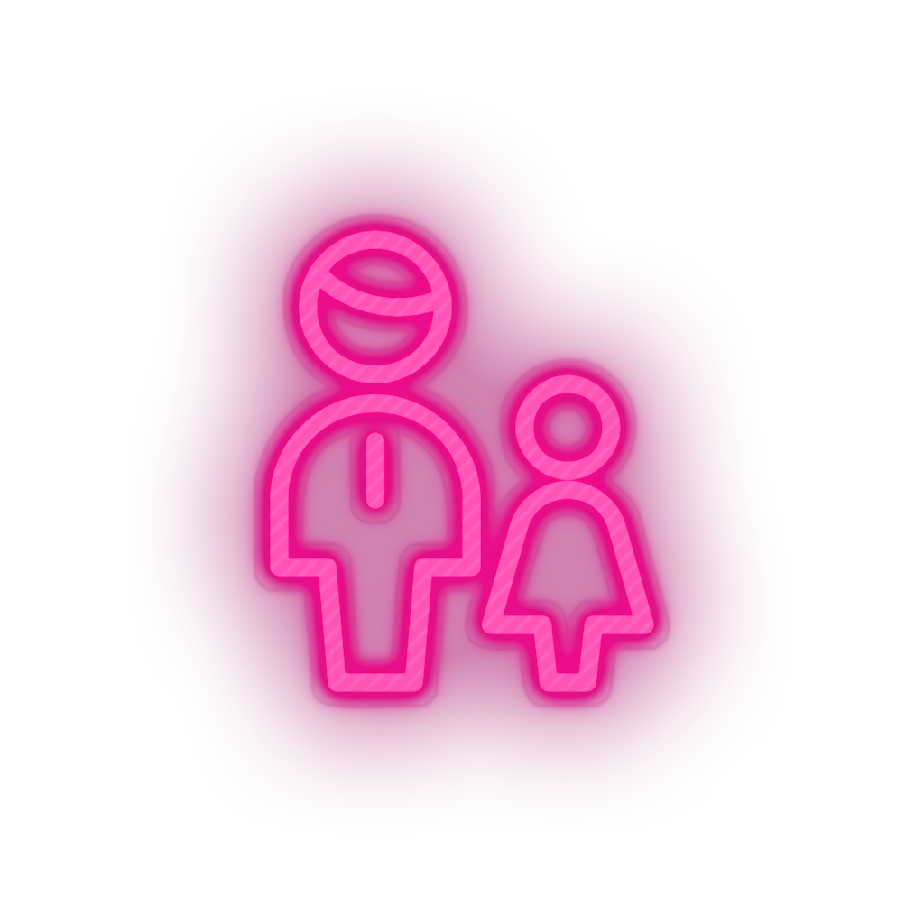 pink family parent father children human person child daughter kid grandfather baby led neon factory