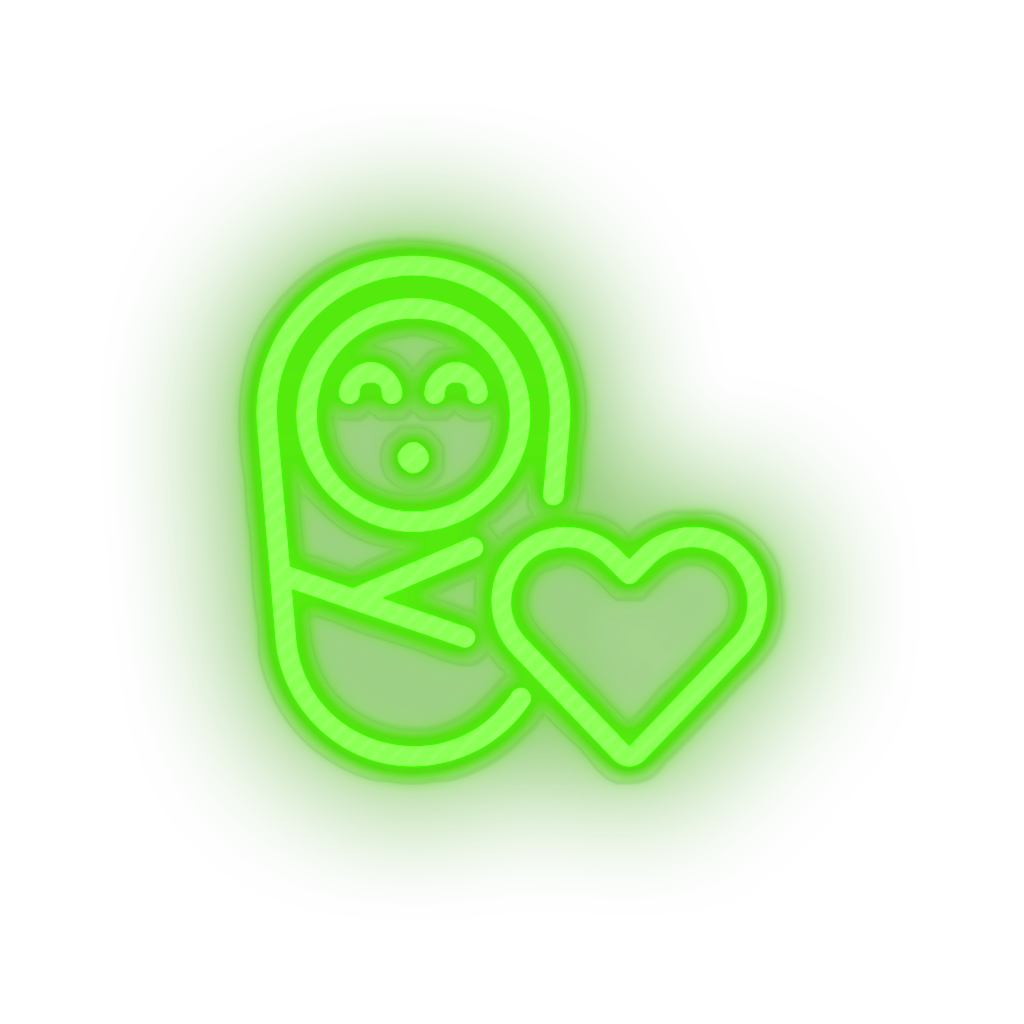 green infant family children newborn heart child kid baby led neon factory