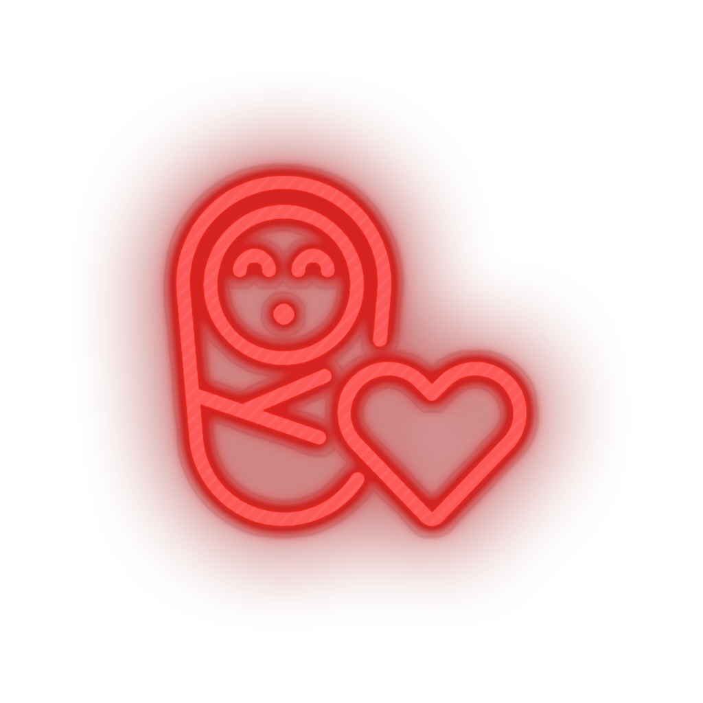 red infant family children newborn heart child kid baby led neon factory