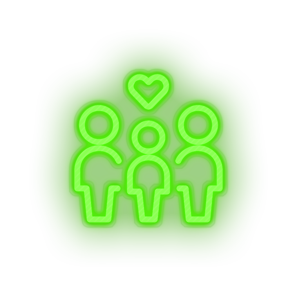 green parent family person human children heart parents child kid baby love led neon factory