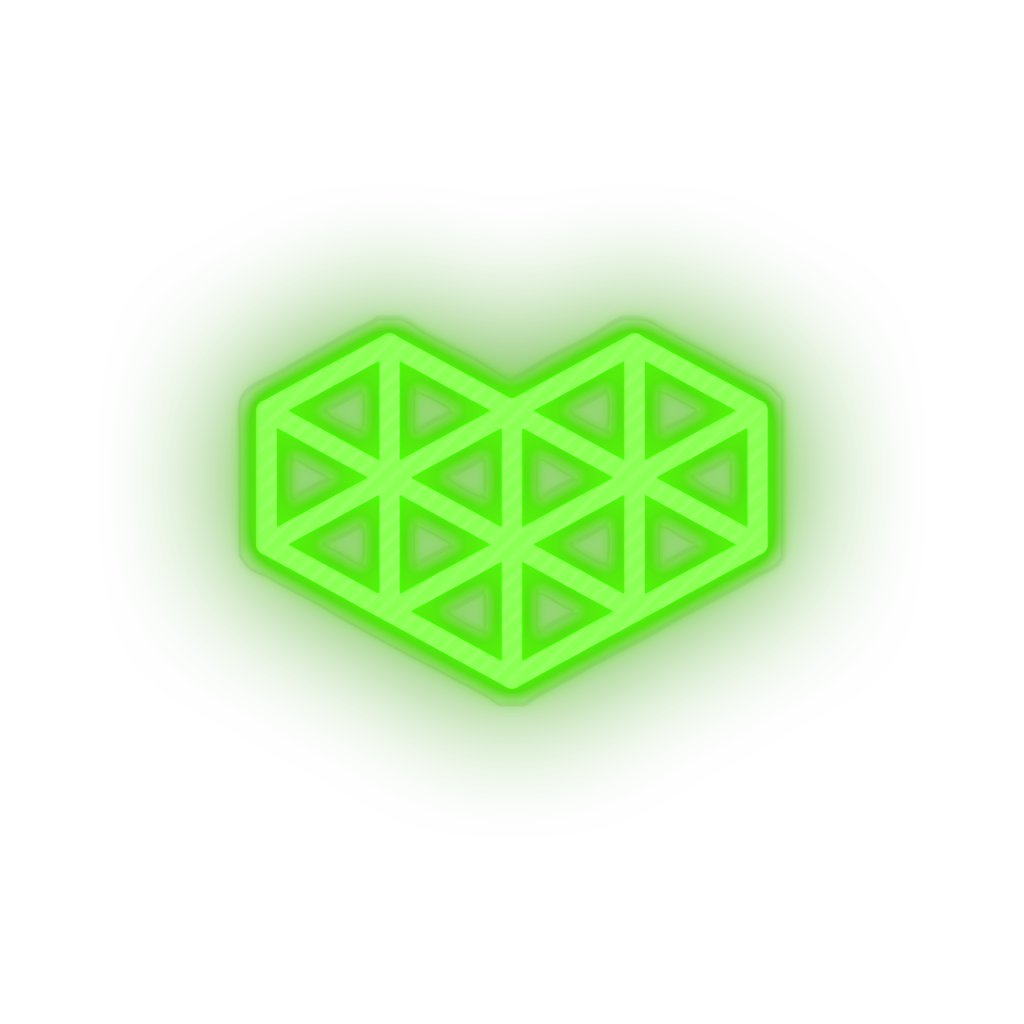 green video game logo heart led neon factory